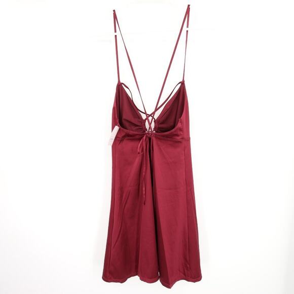 NWT Auden Burgundy Silk-Style Slip Dress Night Sleepwear Matching G-String Thong - Picture 11 of 12